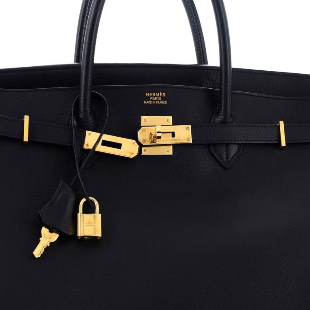 Hermes Birkin Handbag Noir Ardennes with Gold Hardware 40 Black - Picture 6 of 8